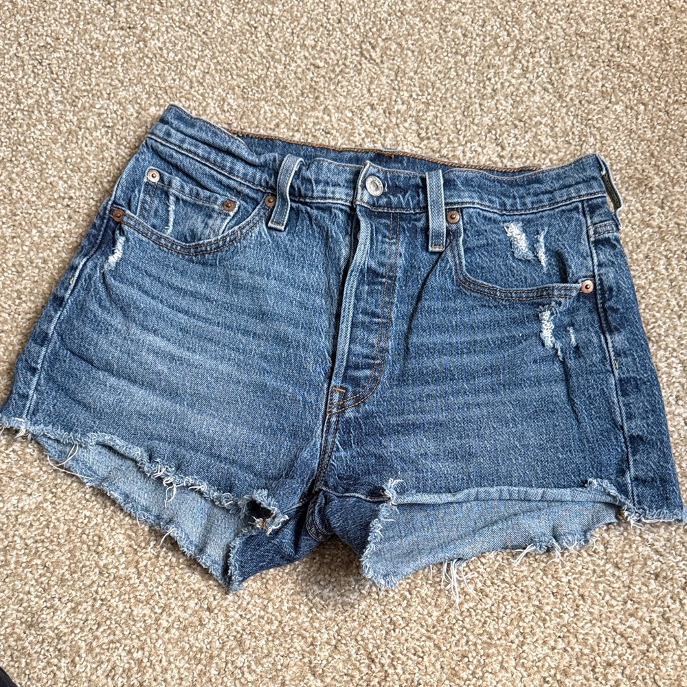 Levi's Blue Distressed Jean Shorts